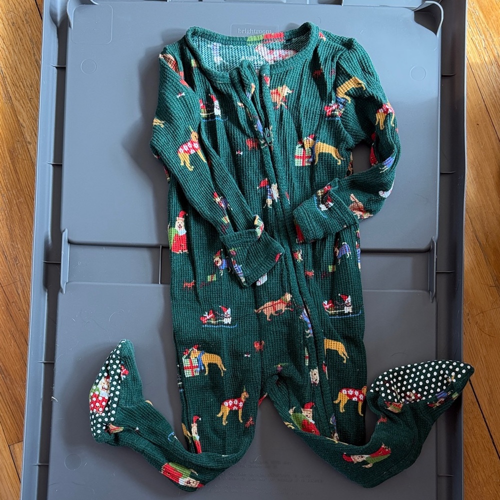 Angel dear Green Kids One Piece with Festive Print